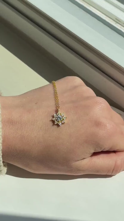 Diamond Moissanite Snowflake Necklace - 18k Gold Vermeil