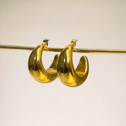 Large Chunky Hoop Earrings - 18k Gold Plated